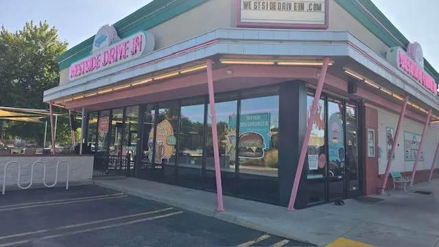 Exterior of a retro diner,